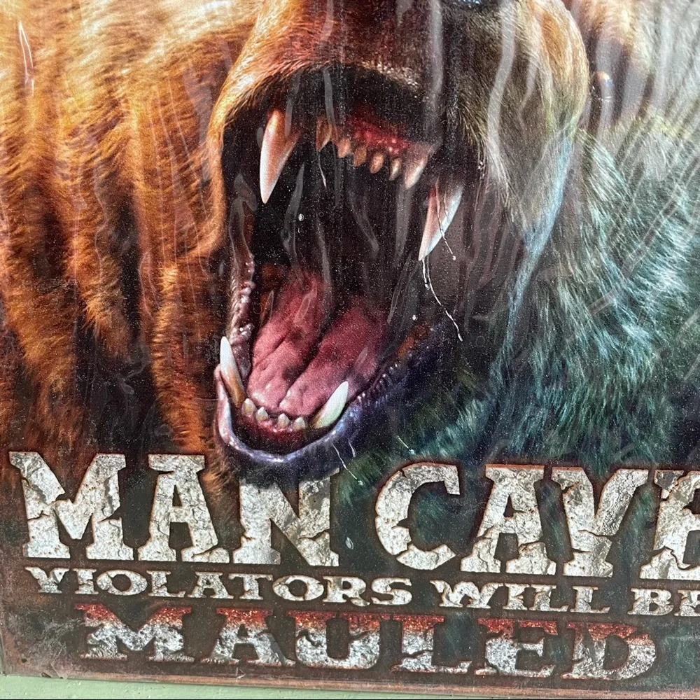 NEW Entering Man Cave Violators Will Be Mauled Bear Metal Sign